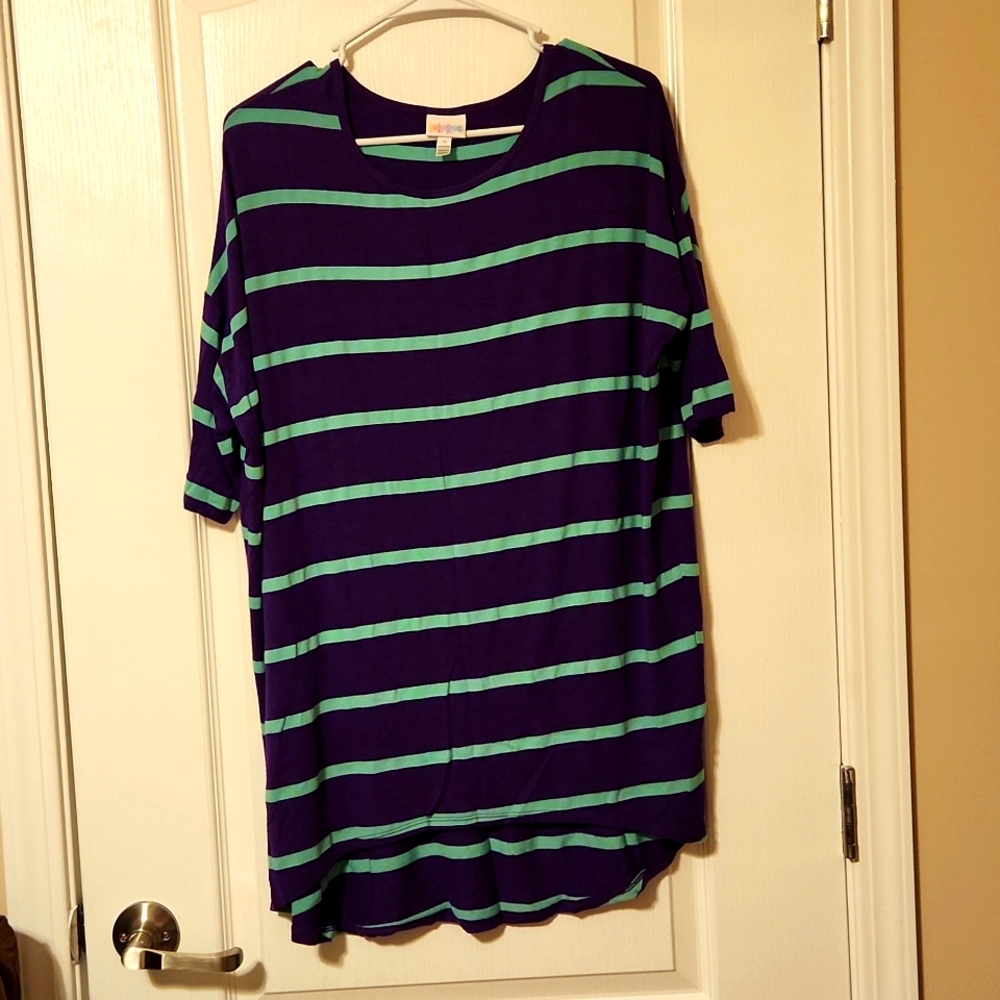 LuLaRoe Irma, size S, Purple & Teal striped